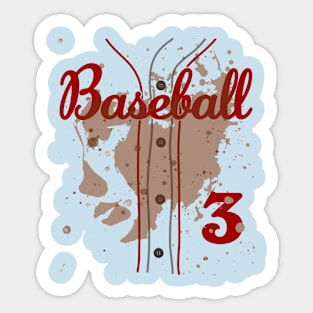 Toddler 3rd Birthday Baseball 3 Years Old #3 Baseball Lover Dirty Uniform Funny Baseball Sticker